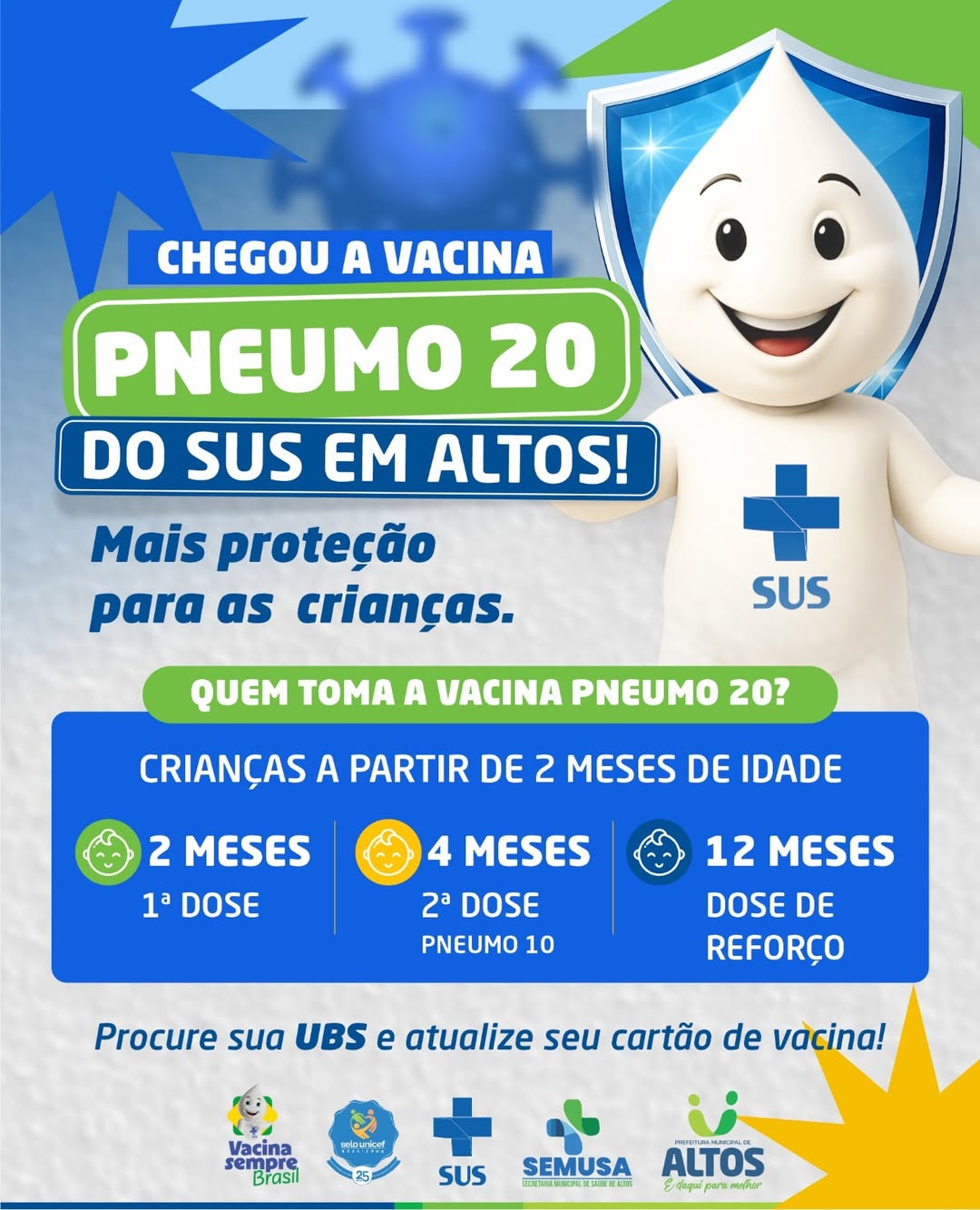 Vacina Pneumo 20 disponível para crianças em Altos